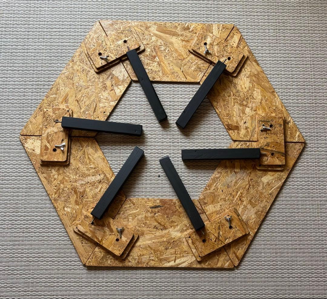 ヘキサテーブル50 センターテーブル付き　チークニス仕上げ　FHC60t