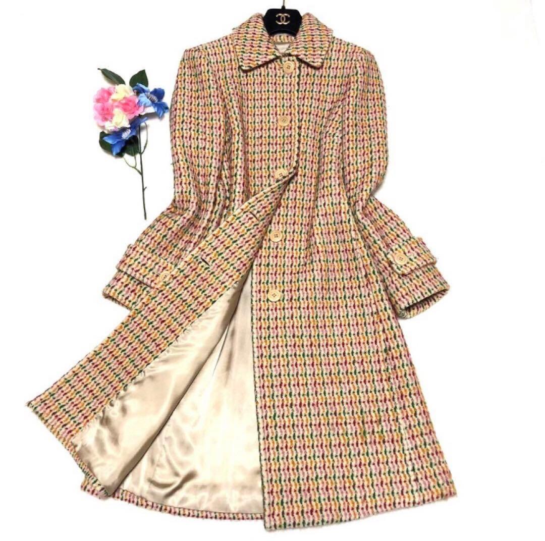 未使用級　マックスマーラ　チェスターコート　ツイード　マルチカラー　ウール