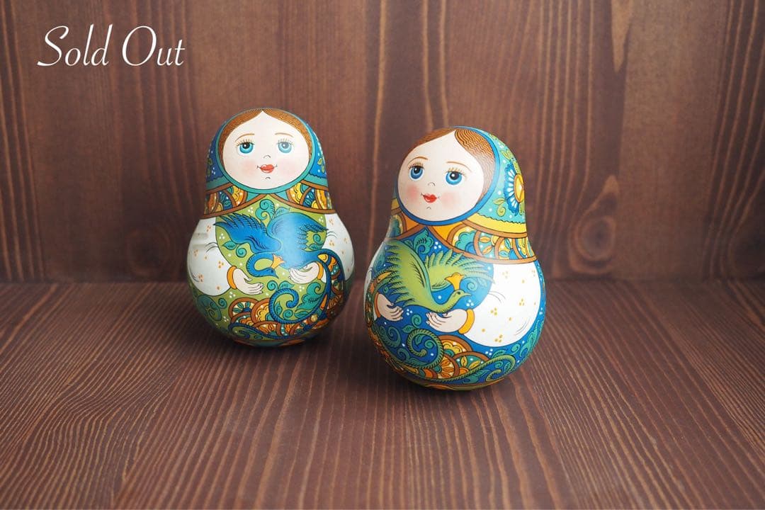 ロシア雑貨☆ヒマワリサモワール&ティーセット オリガ作マトリョーシカ