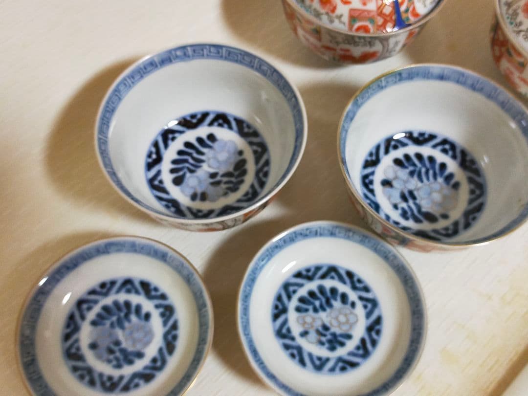 骨董　伊万里焼　蓋付き茶椀　5客セット