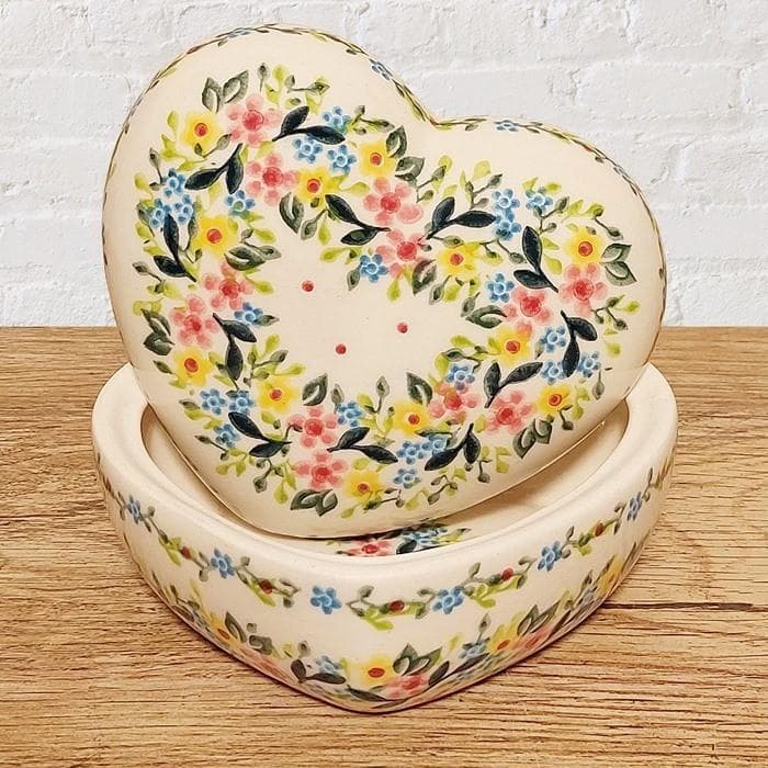 ポリッシュポタリーポーランド食器◆ハート型小物入れ保存容器