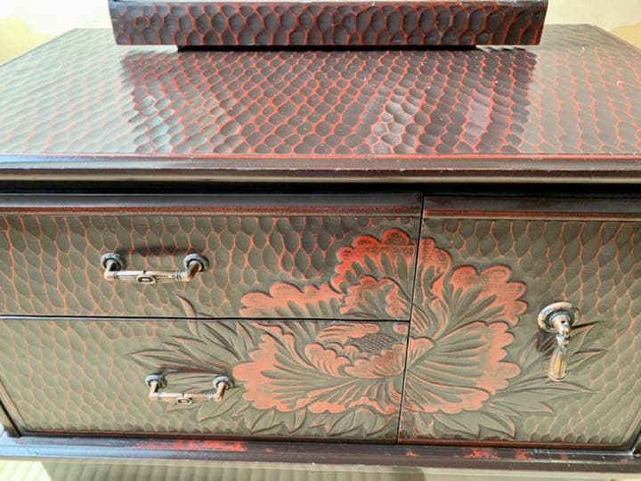 鎌倉彫 鏡台 ドレッサー 化粧台 一面鏡 メイク台