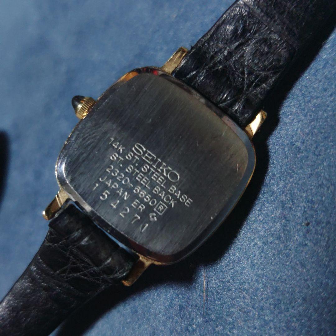 セイコー　エクセリーヌ　14K　稼働　レディース　クロコダイル