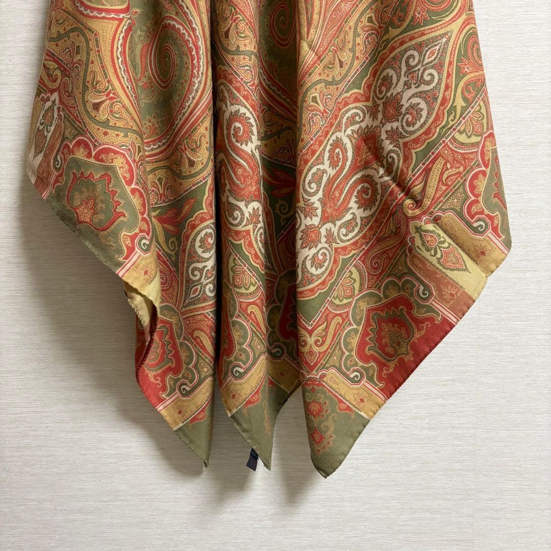 ETRO エトロ ペイズリー 大判 ストール 正方形 シルク ウール