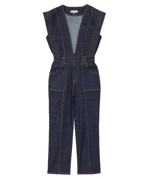 AMERI V NECK DENIM JUMPSUIT 正規品