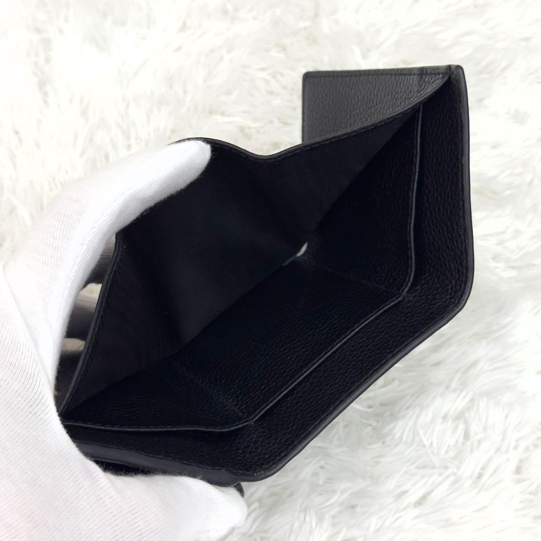 新品同様⭐️PRADA プラダ 三つ折り シボ革 ゴールド金具 財布 レザー