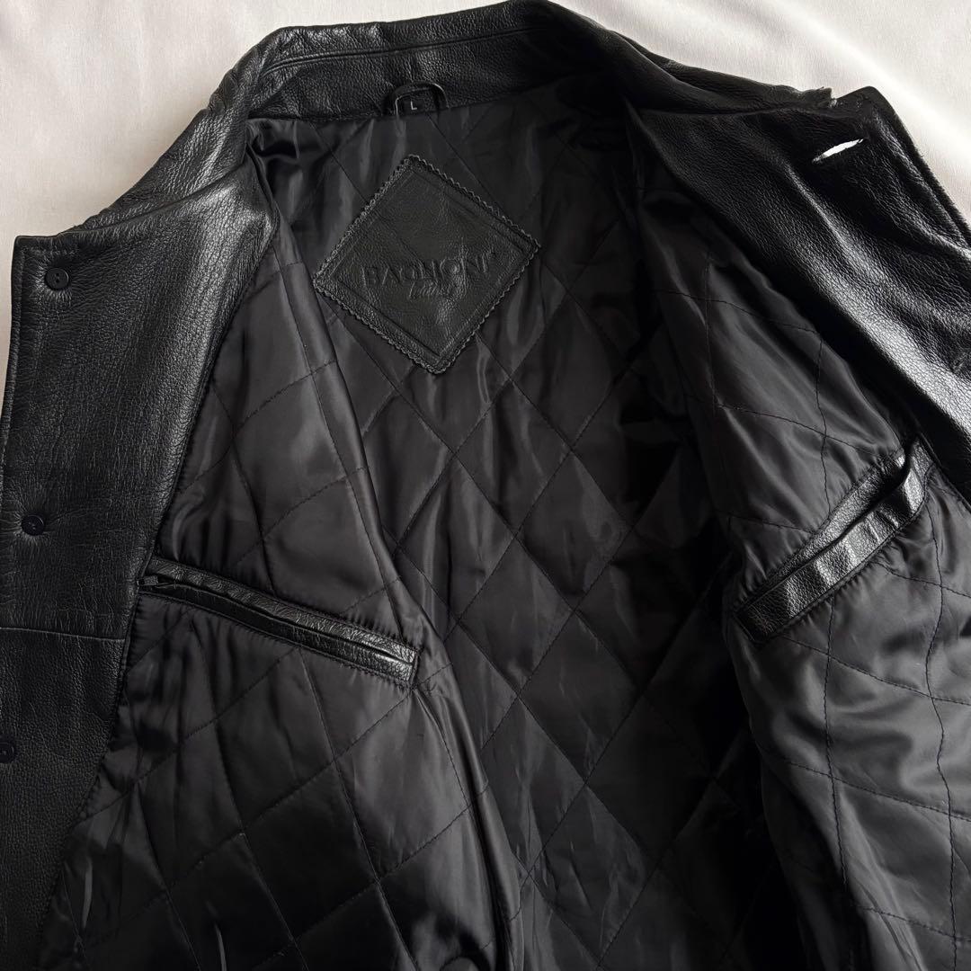 ジャケット・アウター 90s EURO label cow leather car coat BLK