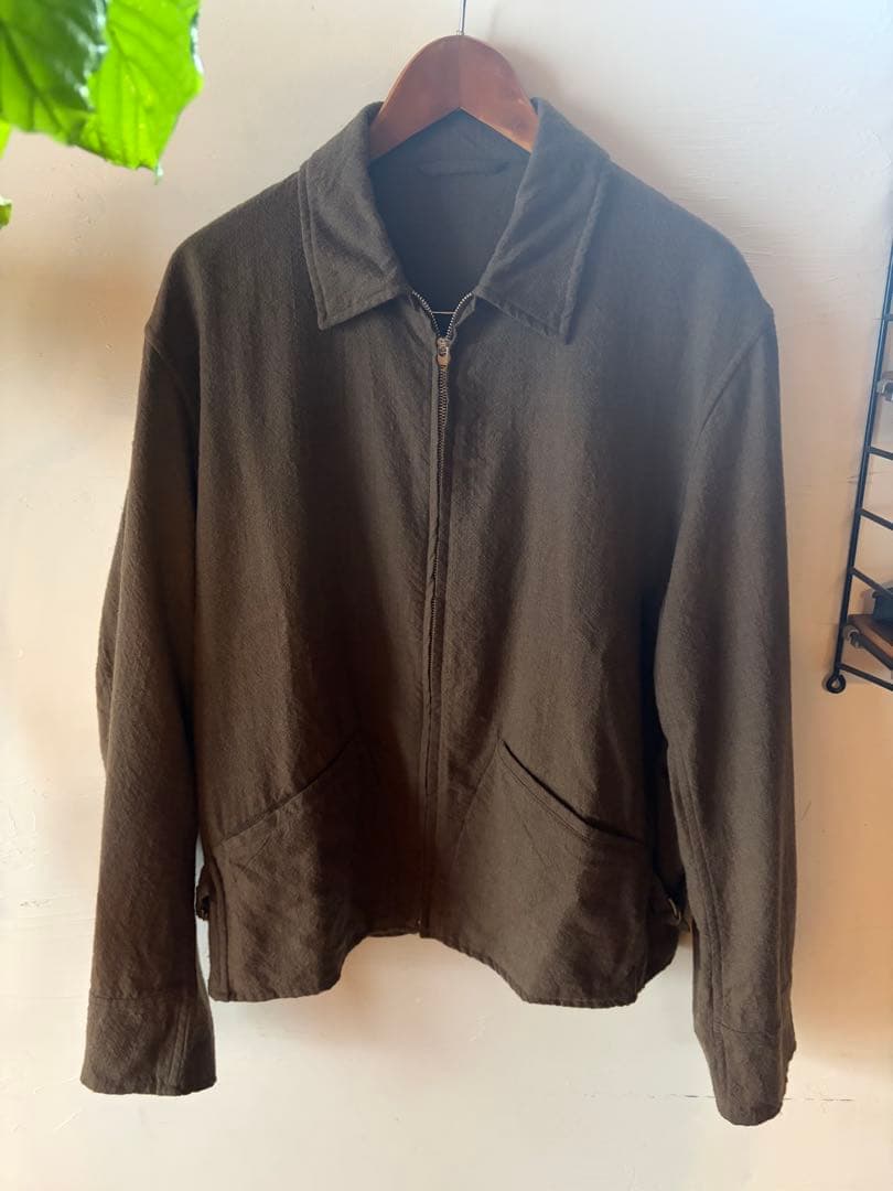 COMOLI KHAKI縮絨ウール ジップショートジャケット　size3