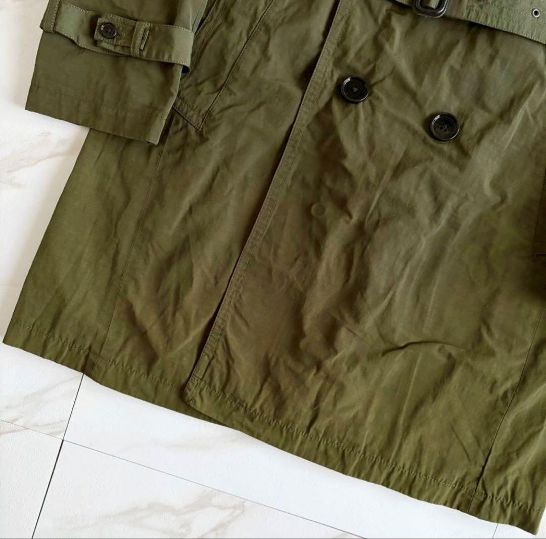 バーバリーブラックレーベル トレンチコート ベルト付 背抜き XL カーキ