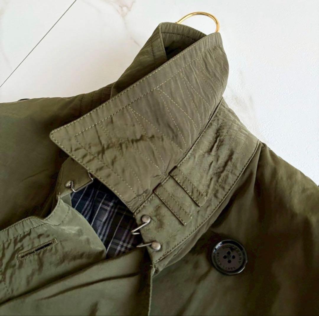 バーバリーブラックレーベル トレンチコート ベルト付 背抜き XL カーキ