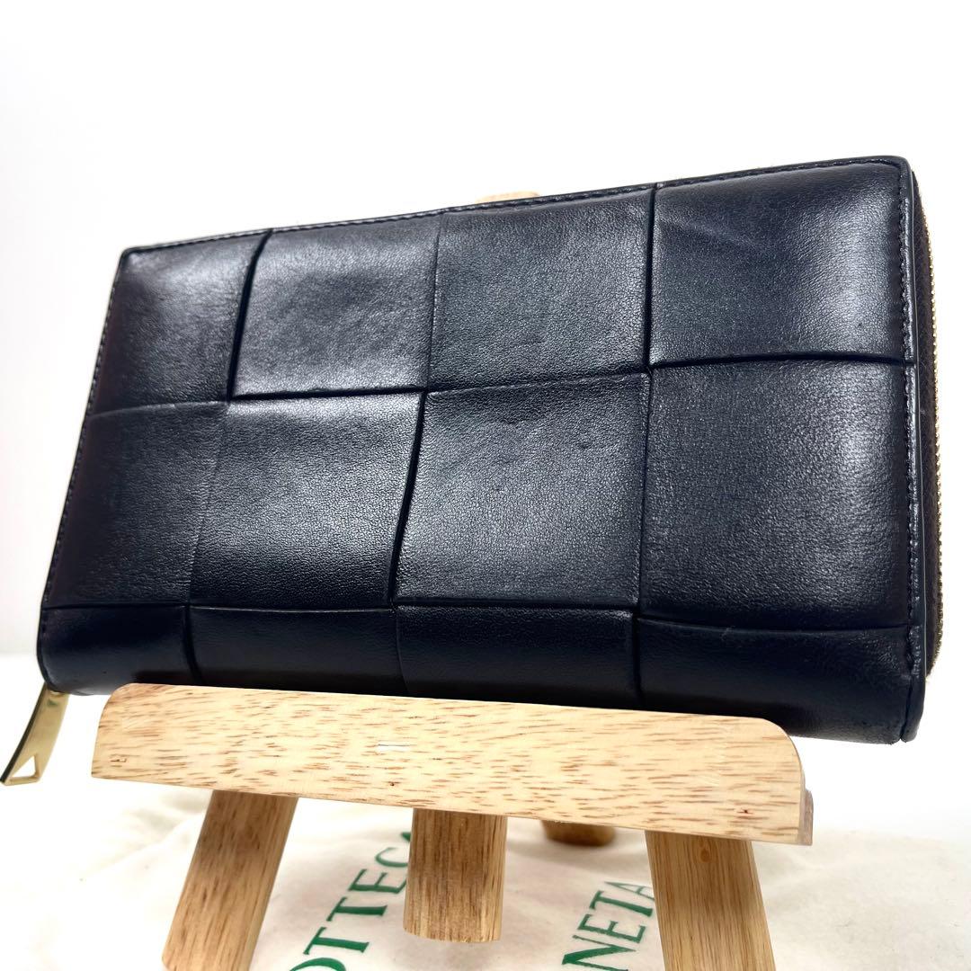 ボッテガヴェネタ　長財布　カセット　ラウンドファスナー　本革　ダークブラウン