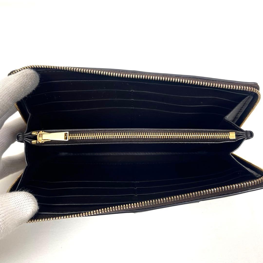 ボッテガヴェネタ　長財布　カセット　ラウンドファスナー　本革　ダークブラウン