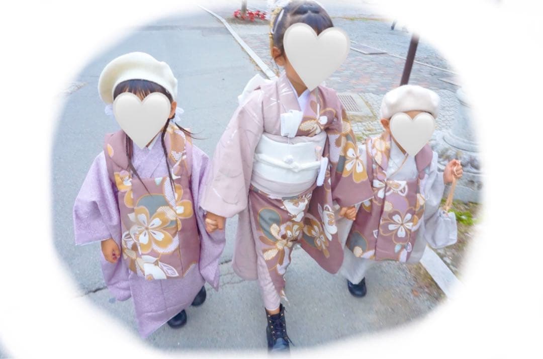 【ひよこ商店】七五三 3歳 着物　被布コートセット　女の子（ベレー帽付き）