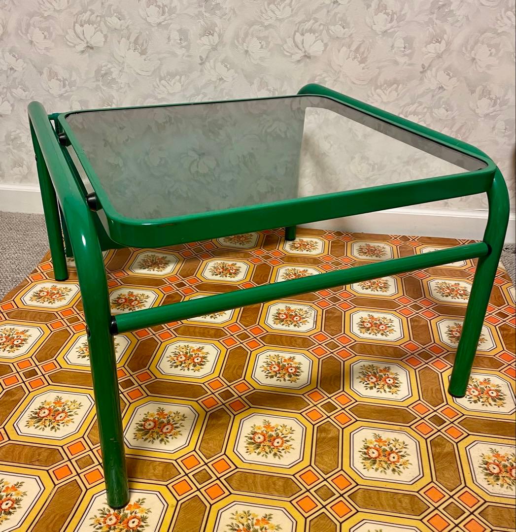 昭和レトロ レトロポップ　ローテーブル 当時物 インテリア　パイプガラステーブル