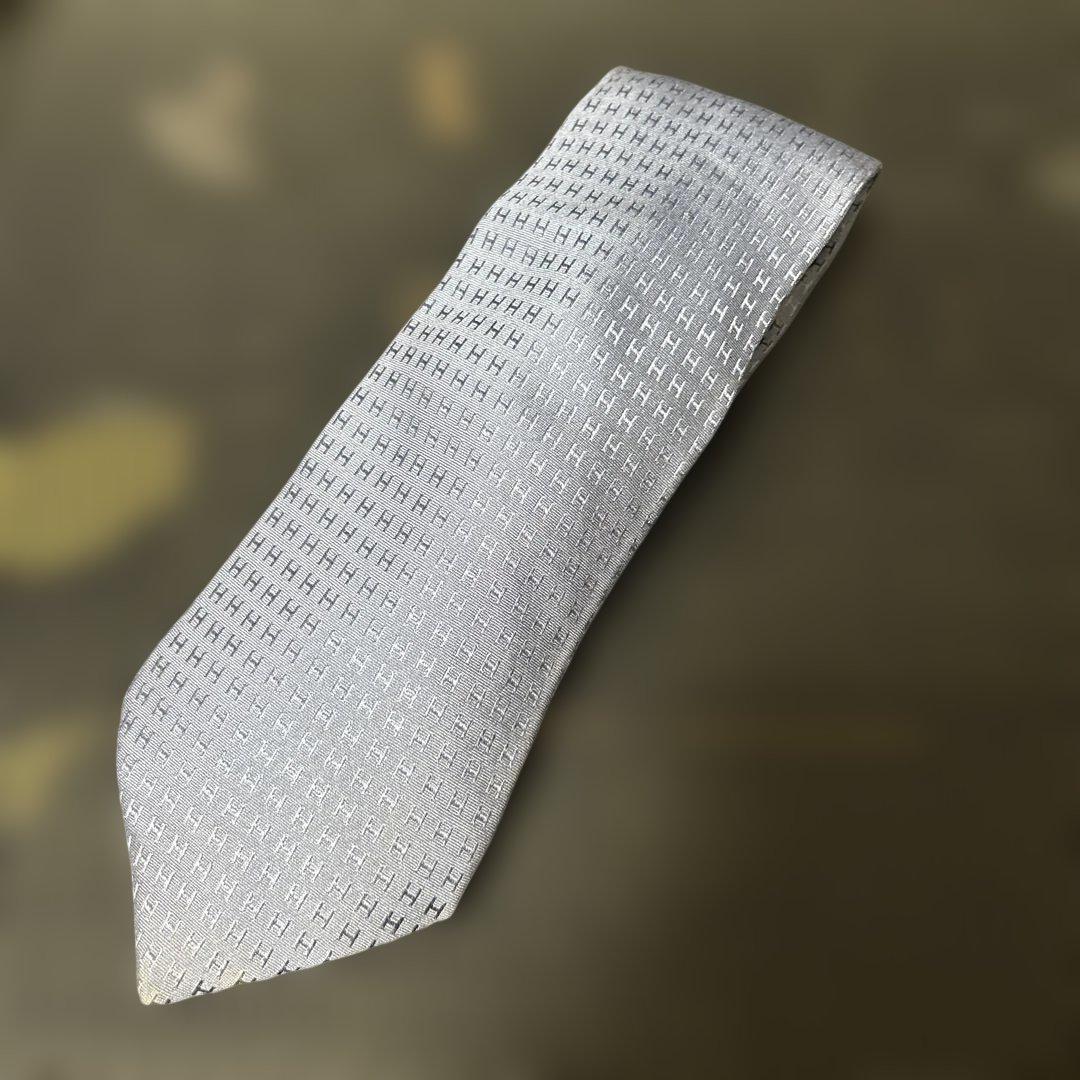 エルメス ネクタイ H柄 ファソネ 光沢 ジャガード