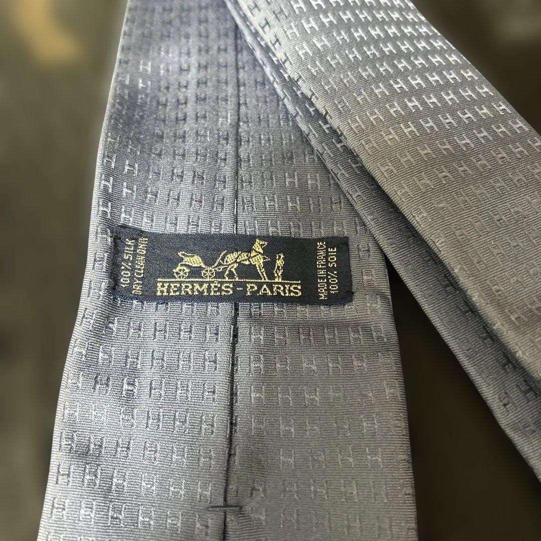 エルメス ネクタイ H柄 ファソネ 光沢 ジャガード