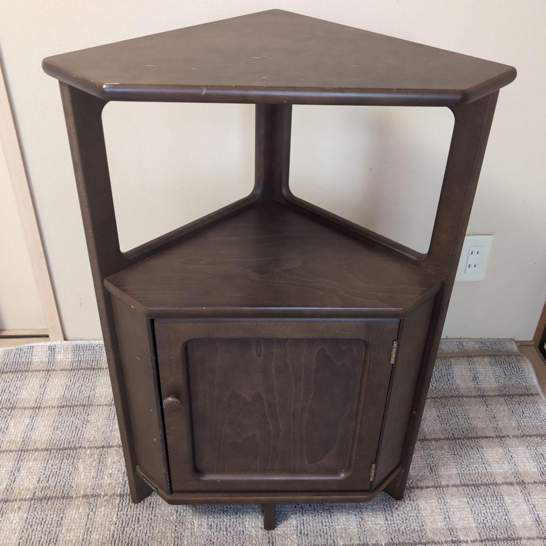 値下げKarimoku カリモク 木製コーナーキャビネット 三角コーナーラック