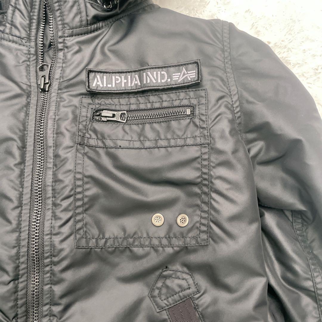 ALPHA IND. MA-1ジャケット ブラック　フード付き　Ｍ