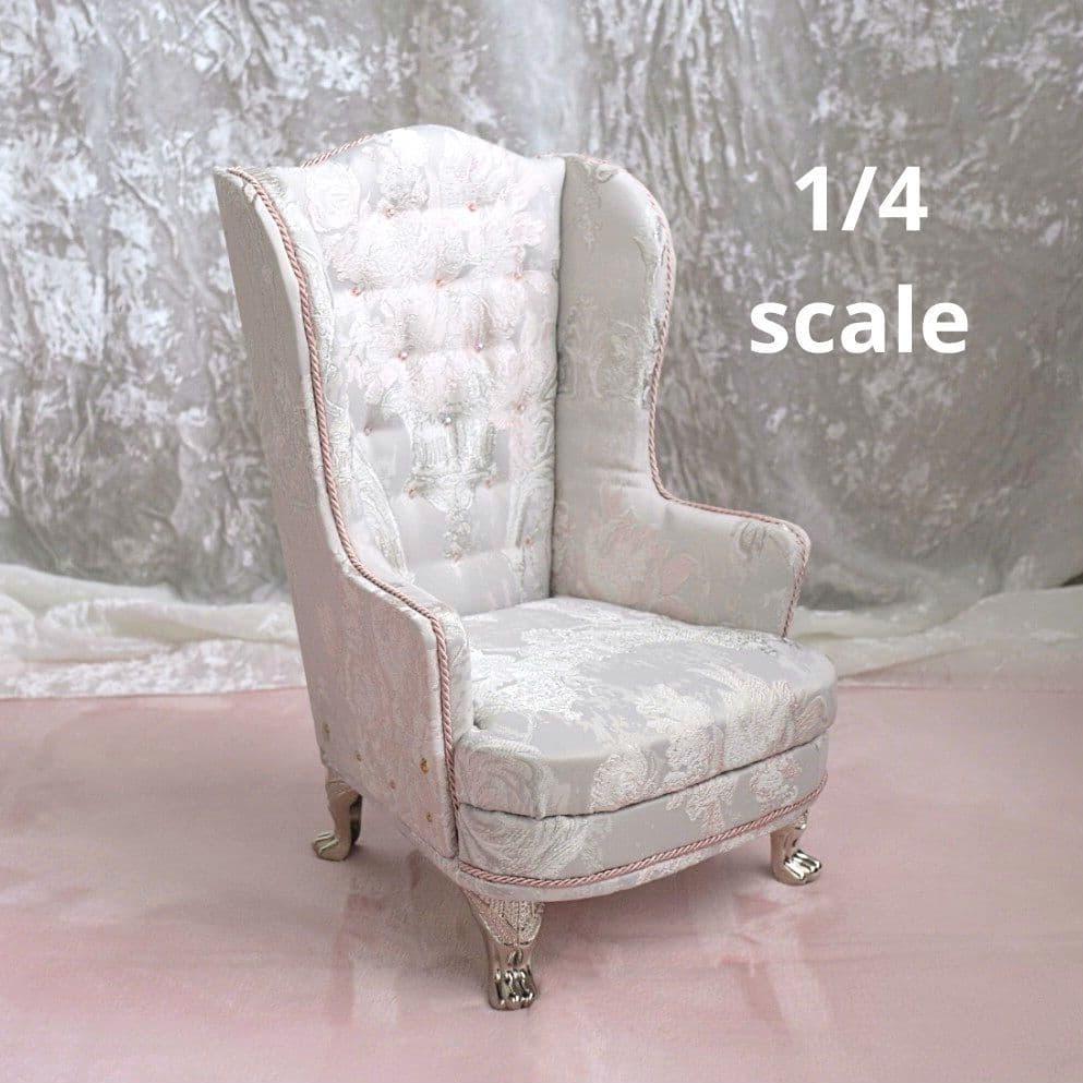 【1点のみ】ドール用1/4サイズ ウィングチェア1人用 ソファ 椅子 花籠