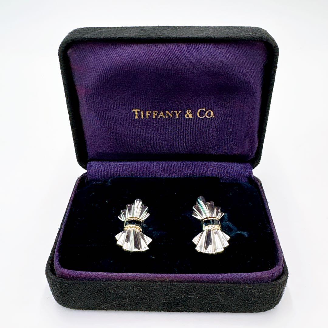 極美品 オールドティファニー サファイア コンビ イヤリング シルバー k18