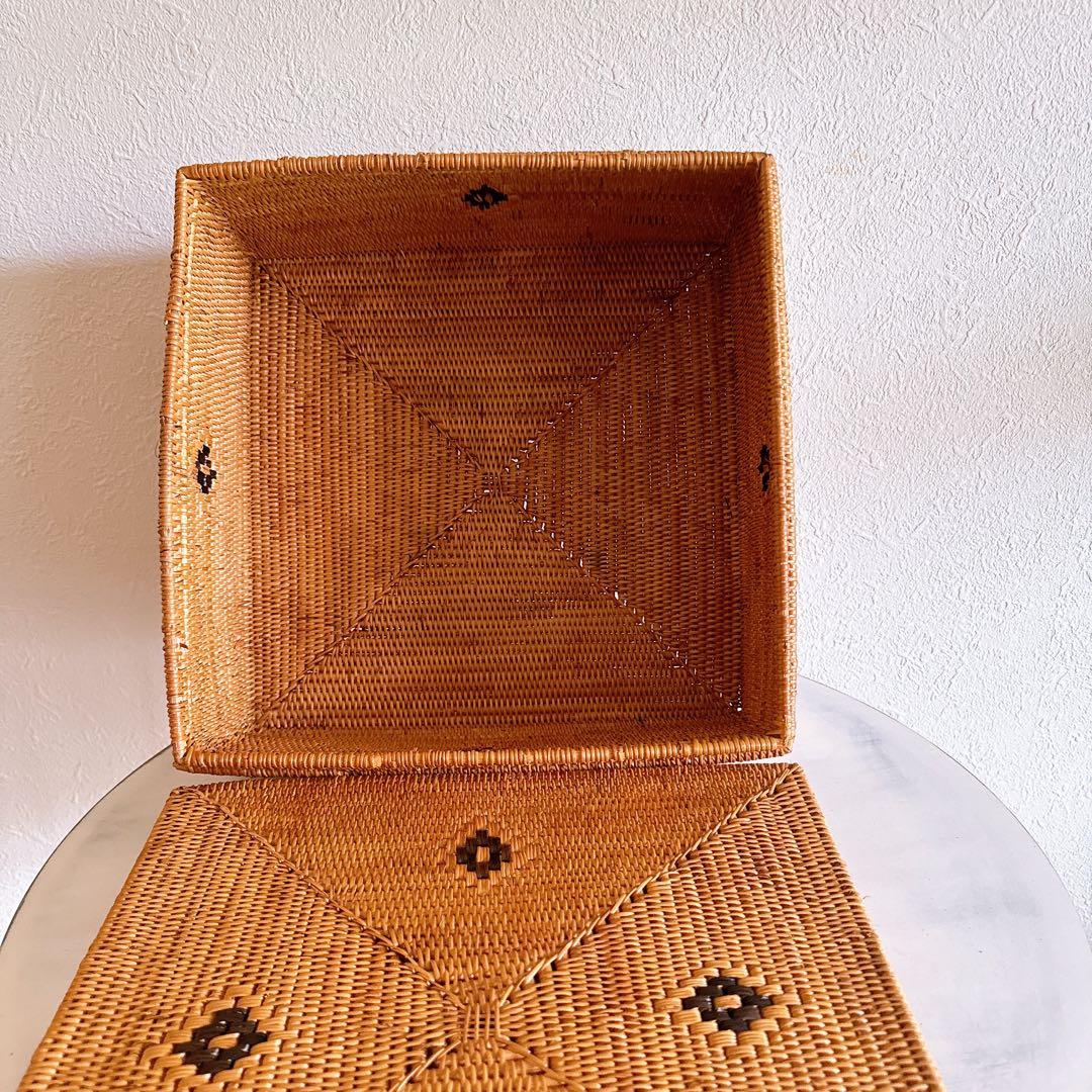天然素材 アタ 正方形バスケット アタバスケット