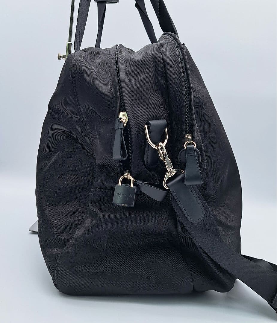 極美品★ agnes b. アニエスベー ボストンバッグ 旅行 大容量 ブラック