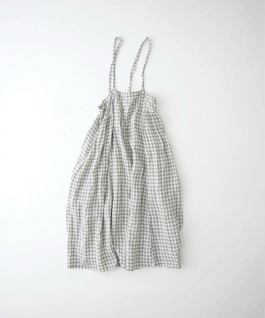 ネストローブ　リネンカラーギンガムタッセル吊りスカート