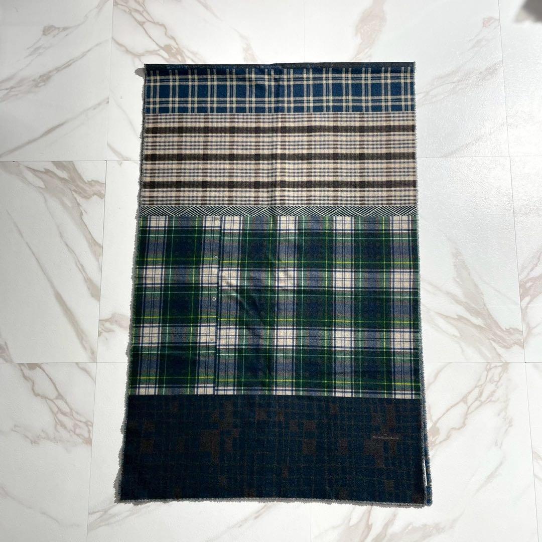 極美品 ピエールルイマシア 大判マフラー 総柄 チェック 豹柄 Pierre