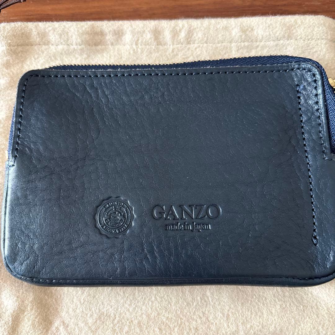 GANZO ネイビー 牛革 財布