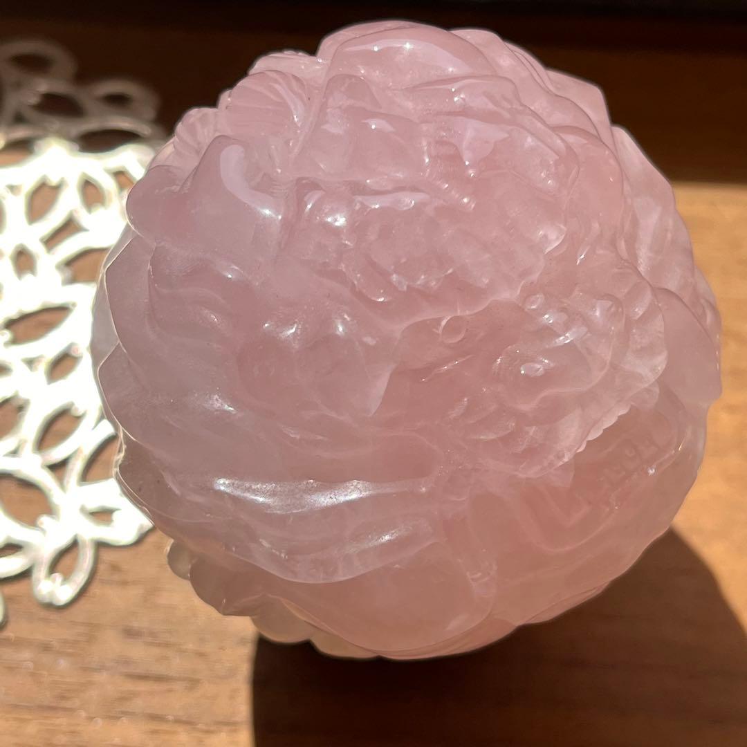 天然石 ローズクォーツ 龍玉（ドラゴンボール）直径67mm