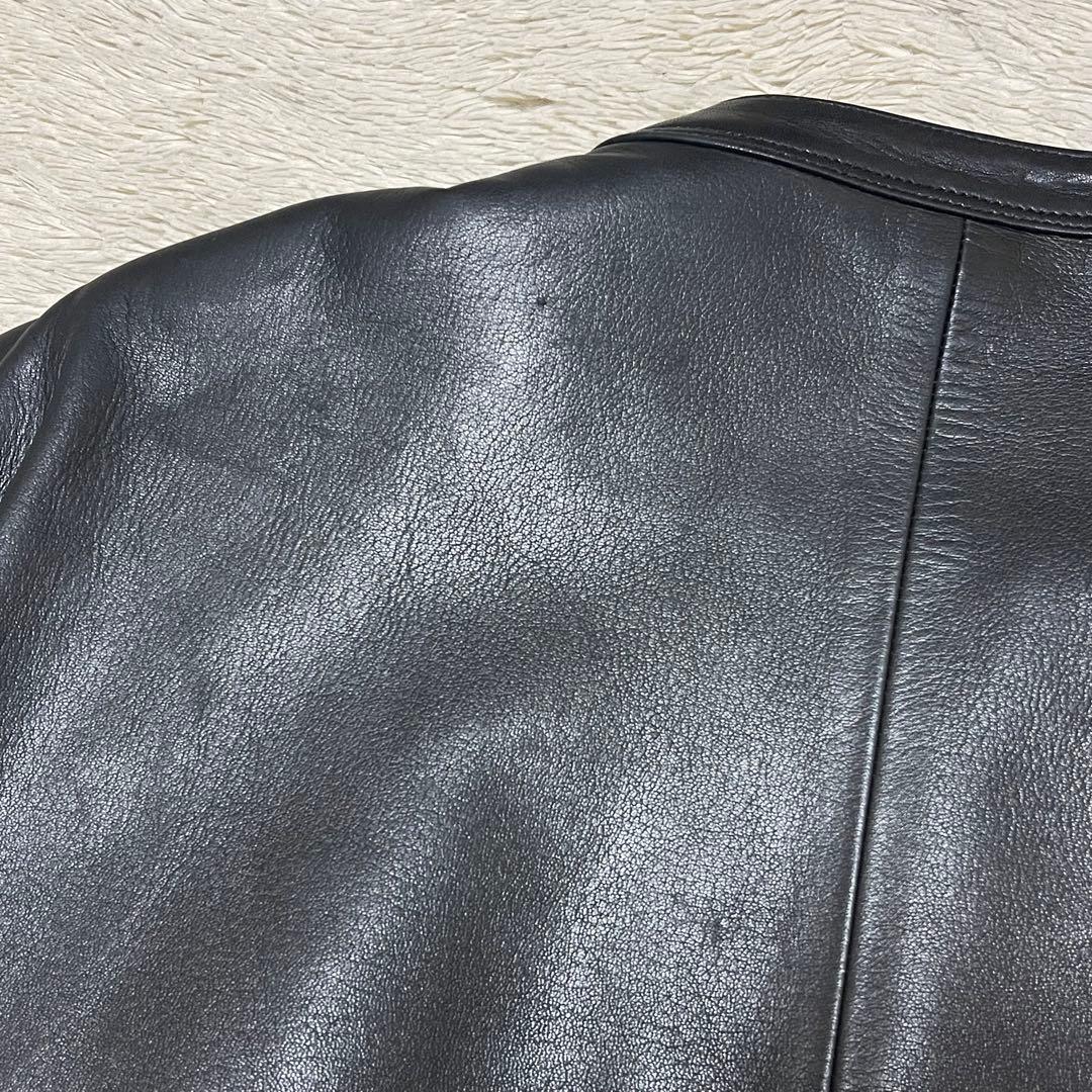 ●アニエスベースペシャル●レザーカーディガンプレッション●パールボタン Lサイズ