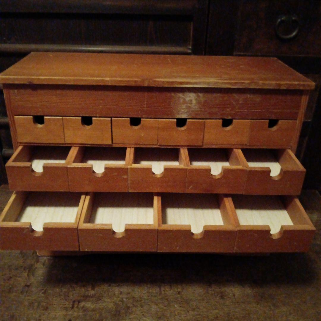 木製ブラウン箪笥 19引き出し,レトロ 小箪笥 小物入れ 薬入れ 和家具