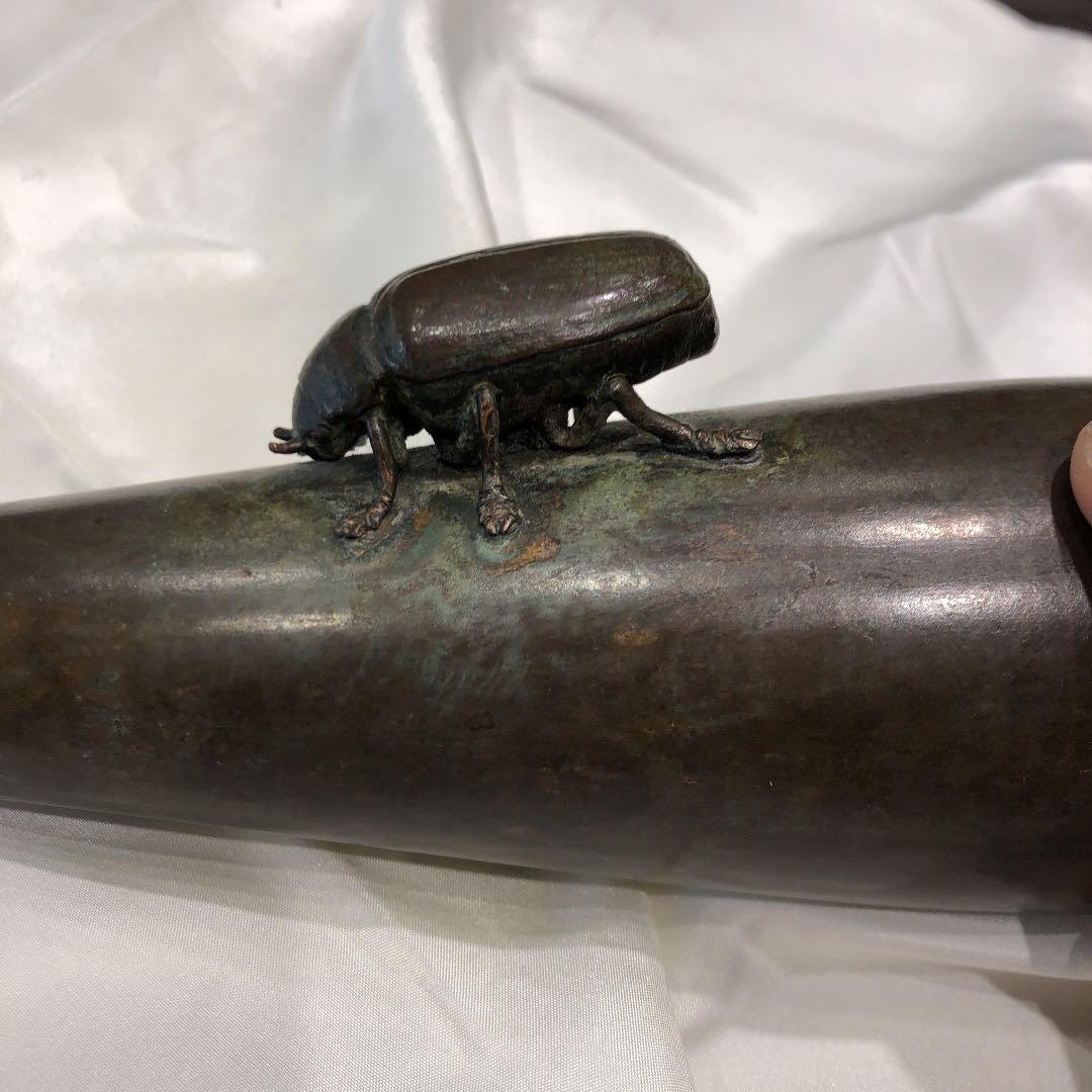 銅製アンティーク昆虫黄金虫一輪挿し