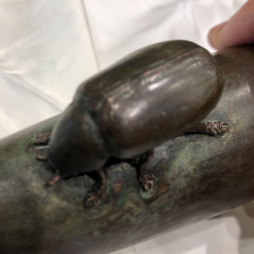 銅製アンティーク昆虫黄金虫一輪挿し