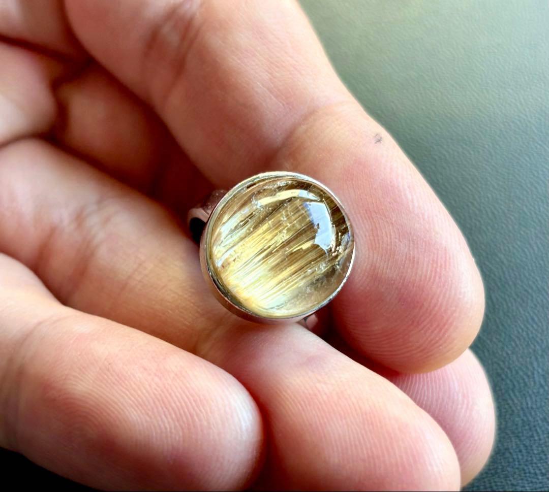 再販不可　夢幻品質　天然石の王者　奇跡のジンタイチンルチルキャッツアイ極上リング