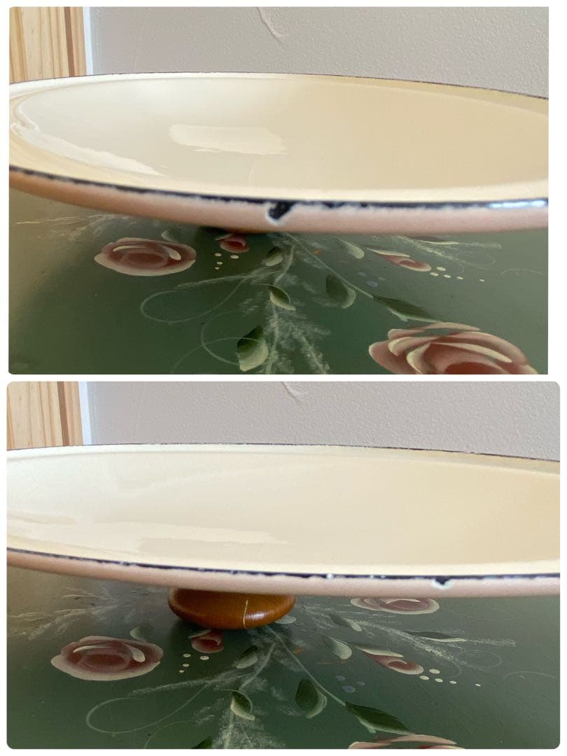 ☆マニーローズ☆ホーロー 両手鍋　オーバル　木製つまみ Many