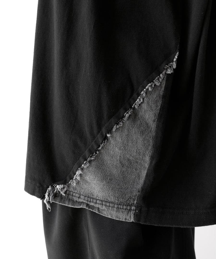 minsobi 袖切り替え ダメージデニム ロンT