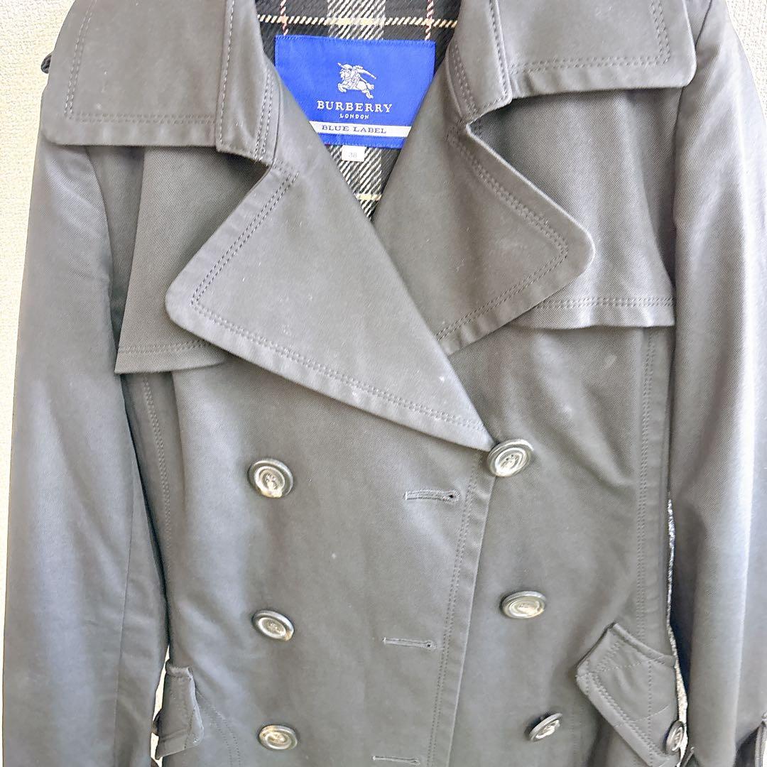 ＄バーバリー　トレンチコート　メンズ　ブラック　サイズ38