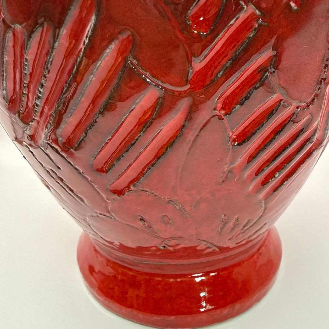 花瓶　イタリア製　サルデリ　イタリアンレッド　赤　花器　陶器製　フラワーベース