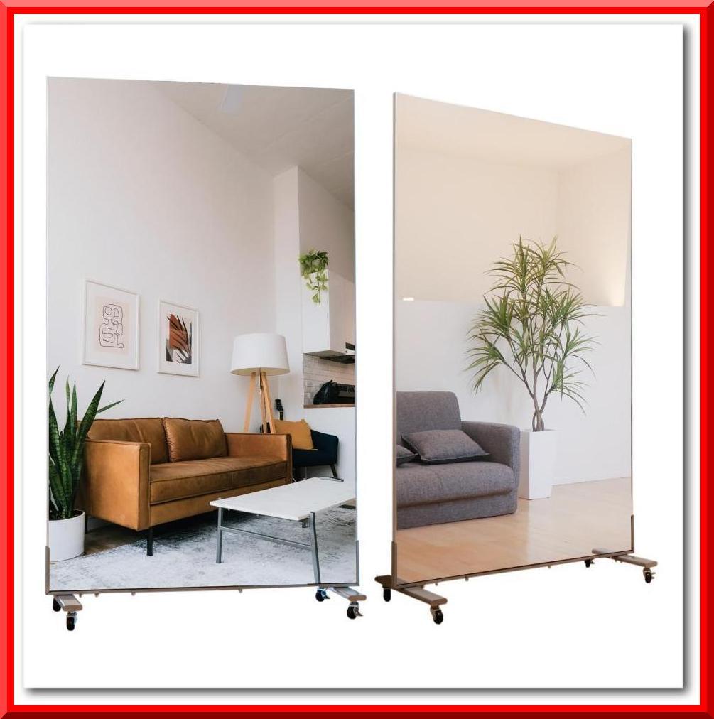 割れない鏡 スタンドミラー 全身鏡 幅80×高さ160cm スタンド付き（黒）