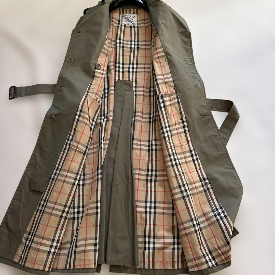 バーバリー　トレンチコート　玉虫色　ロング　ベルト　ノバチェック　Ｌ