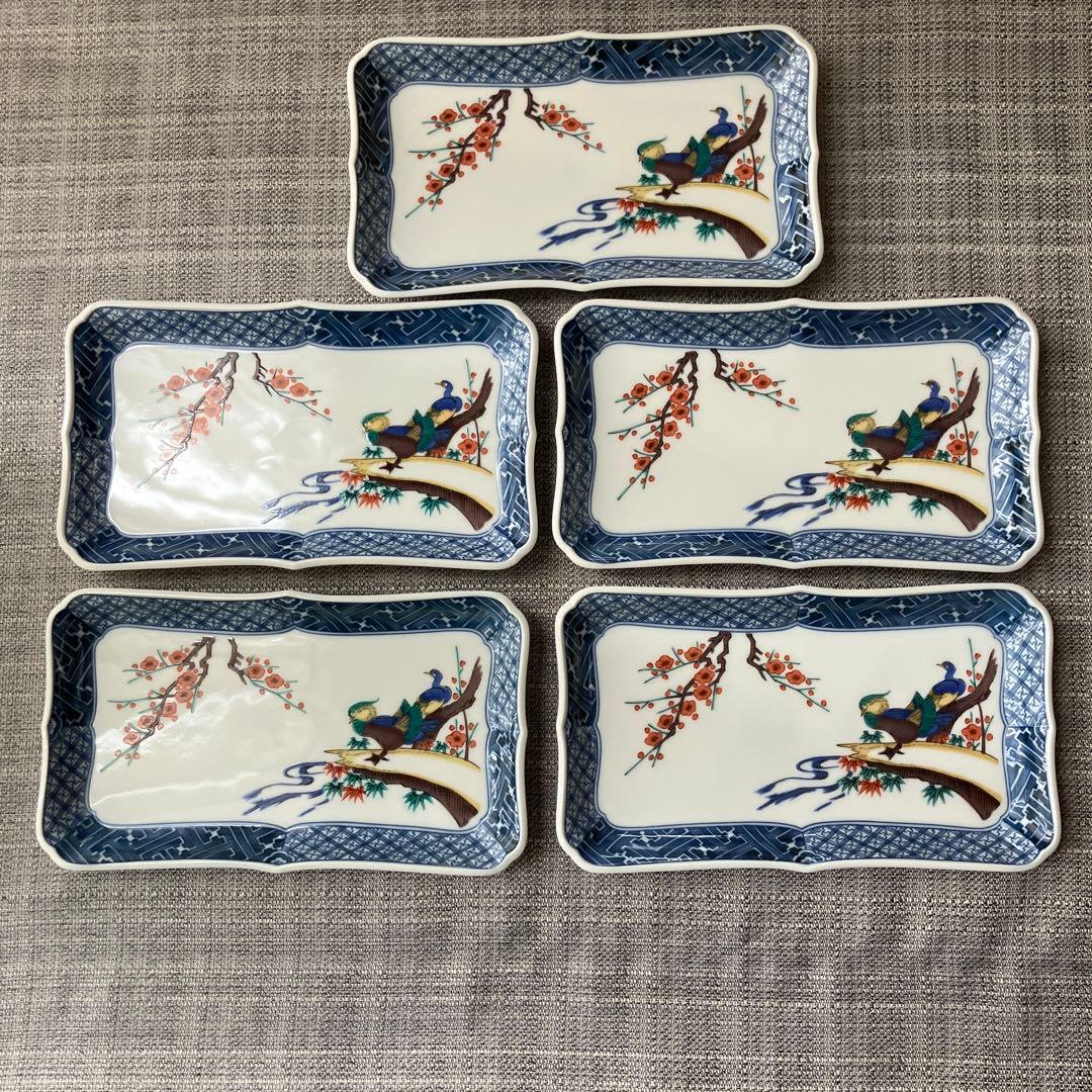 未使用　九谷焼　武生　角皿　5枚