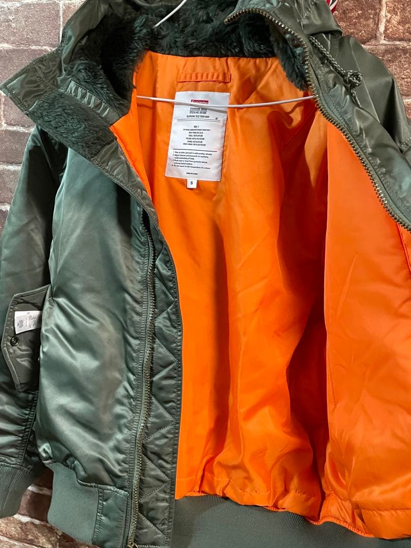 極美品）Supreme 21AW Hooded MA-1 Olive