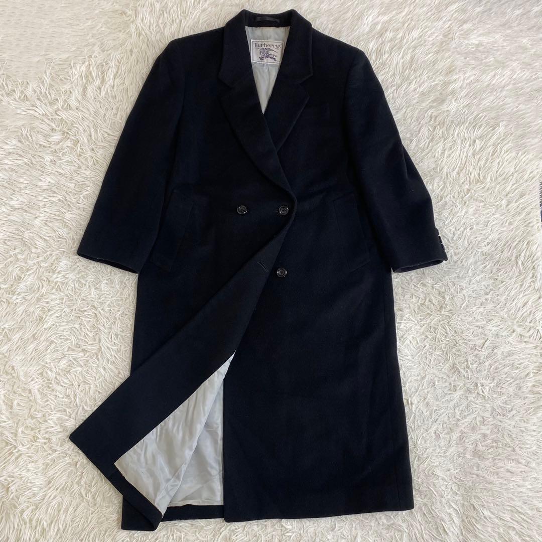 バーバリーズ ダブルチェスターコート　ロング丈　カシミヤ混　ブラック　M