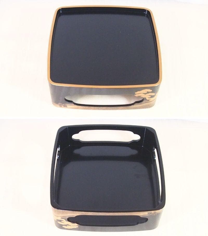 【高級・良品】輪島塗 五島屋謹製 光甫作 松島蒔絵 四段重箱 台付き 山水蒔絵