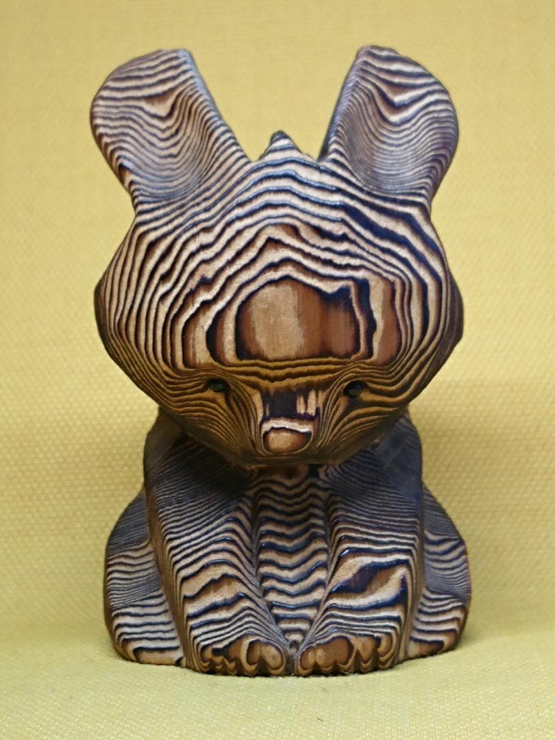 くま　熊　木彫　オブジェ　置物　インテリア　工芸品　美術品　A2690