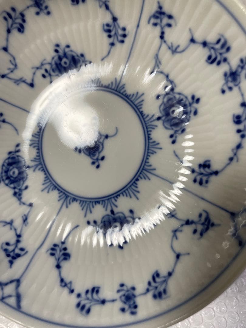 美品 ロイヤルコペンハーゲン ブルーフルーテッド ケーキディッシュ コンポート