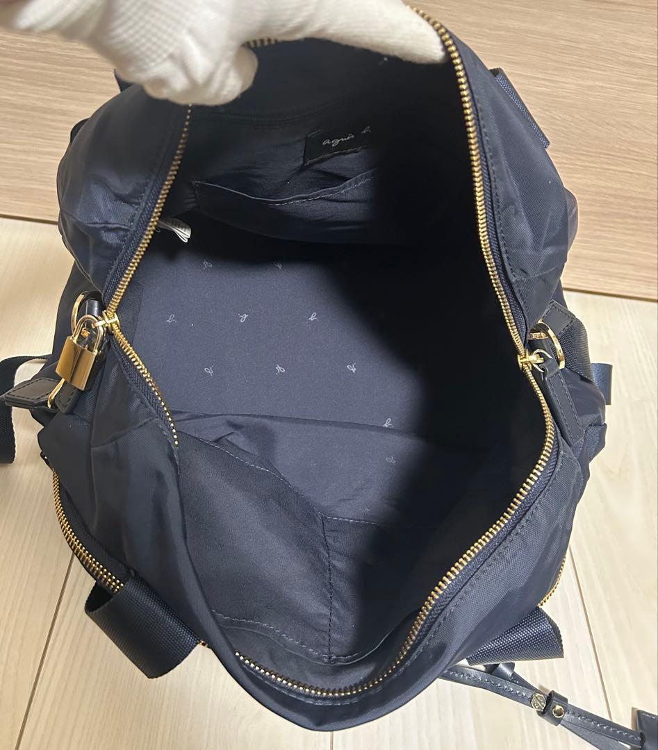 【美品】agnes b. アニエスベー ボストンバッグ 2way ネイビー