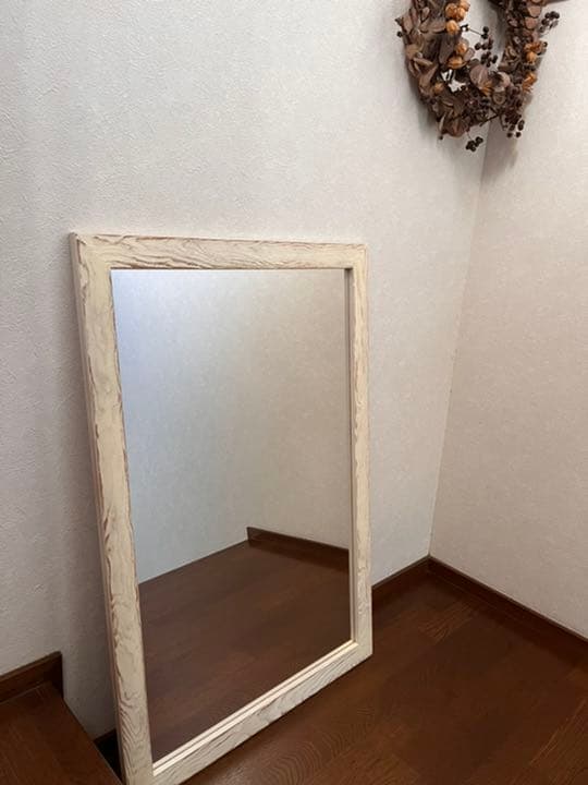 【日本製】立て掛けミラー　アンティーク調