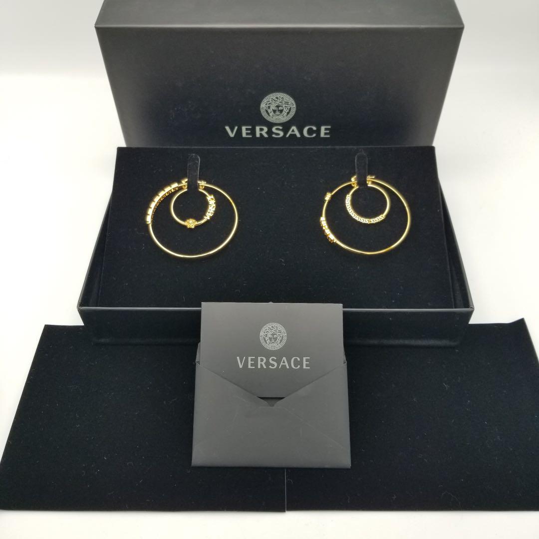 VERSACE ヴェルサーチ メデューサ グレカ フープピアス ゴールド